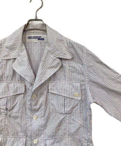 COMME des GARCONS JUNYA WATANABE MAN（コム デ ギャルソン ジュンヤ ワタナベ マン）COMME des GARCONS JUNYA WATANABE MAN (コム デ ギャルソン ジュンヤ ワタナベ マン) ストライプシャツジャケット ホワイト サイズ:Lの古着・服飾アイテム