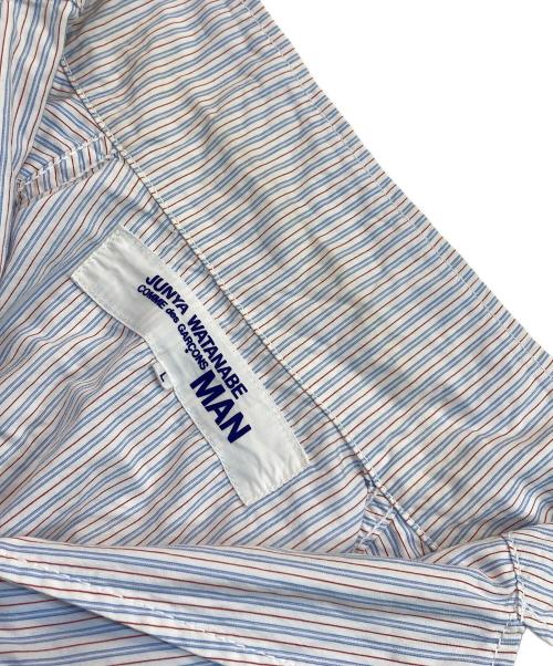 COMME des GARCONS JUNYA WATANABE MAN（コム デ ギャルソン ジュンヤ ワタナベ マン）COMME des GARCONS JUNYA WATANABE MAN (コム デ ギャルソン ジュンヤ ワタナベ マン) ストライプシャツジャケット ホワイト サイズ:Lの古着・服飾アイテム