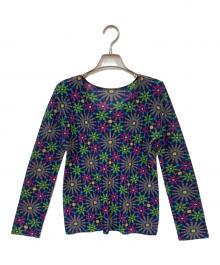 PLEATS PLEASE（プリーツプリーズ）の古着「花柄プリーツカットソー」｜パープル