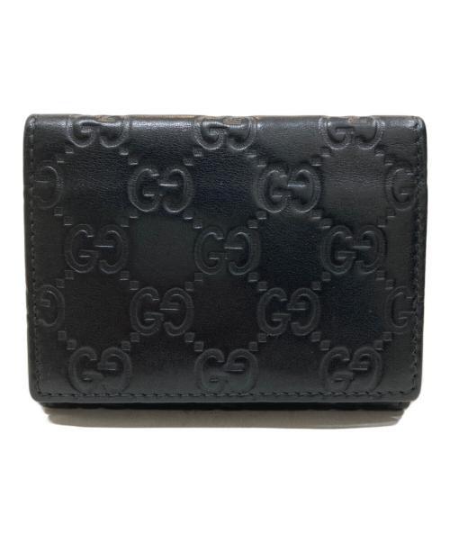 GUCCI（グッチ）GUCCI (グッチ) GGシマ レザー カードケース ブラックの古着・服飾アイテム
