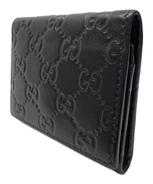 GUCCI（グッチ）GUCCI (グッチ) GGシマ レザー カードケース ブラックの古着・服飾アイテム