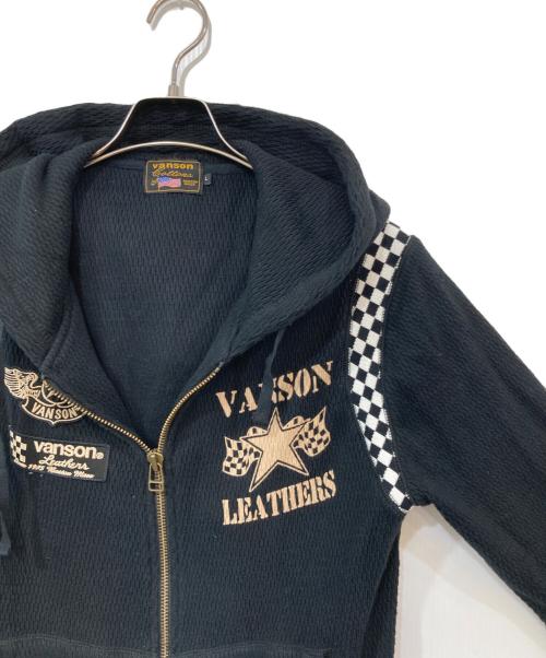 VANSON（バンソン）VANSON (バンソン) サーマルジップパーカー ブラック サイズ:Lの古着・服飾アイテム