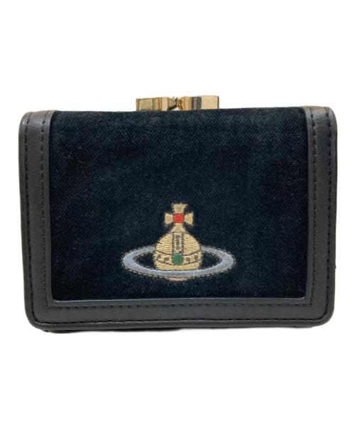 Vivienne Westwood（ヴィヴィアンウエストウッド）Vivienne Westwood (ヴィヴィアンウエストウッド) EMBROIDERED ORB SMALL FRAME WALLET/エンブロイダードORBスモールフレームウォレット ブラックの古着・服飾アイテム