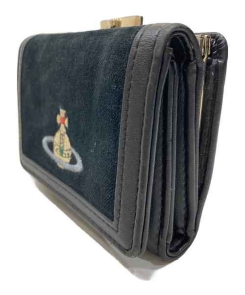 Vivienne Westwood（ヴィヴィアンウエストウッド）Vivienne Westwood (ヴィヴィアンウエストウッド) EMBROIDERED ORB SMALL FRAME WALLET/エンブロイダードORBスモールフレームウォレット ブラックの古着・服飾アイテム