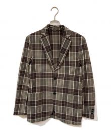 TOMORROW LAND（トゥモローランド）の古着「ポリエステルウールサッカー シングルブレステッド2Bジャケット」｜ブラウン