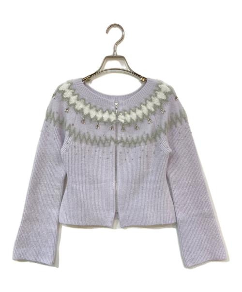 CELFORD（セルフォード）CELFORD (セルフォード) フェアアイルジップカーディガン パープル サイズ:Fの古着・服飾アイテム