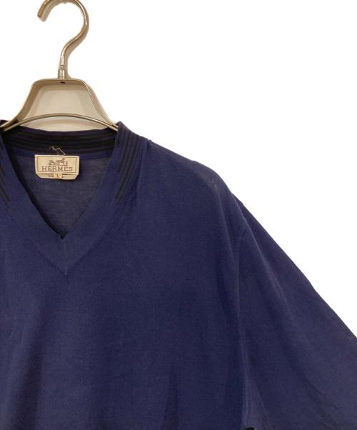 HERMES（エルメス）HERMES (エルメス) コットンVネックニット ネイビー サイズ:SIZE Lの古着・服飾アイテム