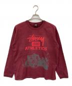 stussyステューシー）の古着「ATHLETICプリントカットソー」｜レッド