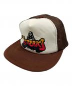 Hysteric Glamourヒステリックグラマー）の古着「BAD ASS FIRE LOGO メッシュキャップ」｜ブラウン