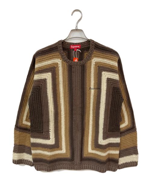 SUPREME（シュプリーム）Supreme (シュプリーム) Hand Crocheted Sweater ブラウン サイズ:Lの古着・服飾アイテム