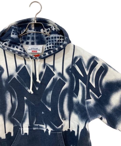 SUPREME（シュプリーム）Supreme (シュプリーム) MLB (エムエルビー) New York Yankees Airbrush Hooded Sweatshirt ブラック×ホワイト サイズ:Mの古着・服飾アイテム