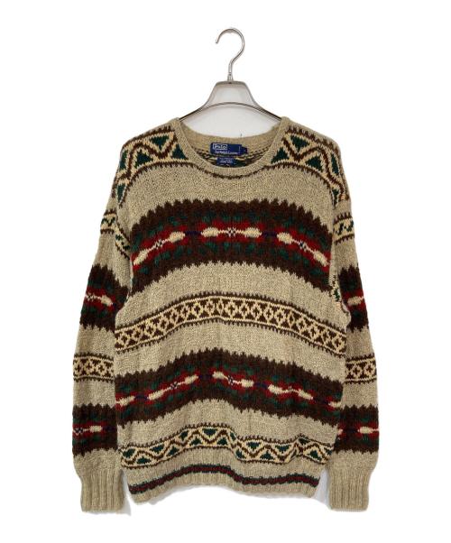 POLO RALPH LAUREN（ポロ・ラルフローレン）POLO RALPH LAUREN (ポロ・ラルフローレン) HAND KNIT ノルディック柄 モヘヤ混ニット ベージュ サイズ:Lの古着・服飾アイテム