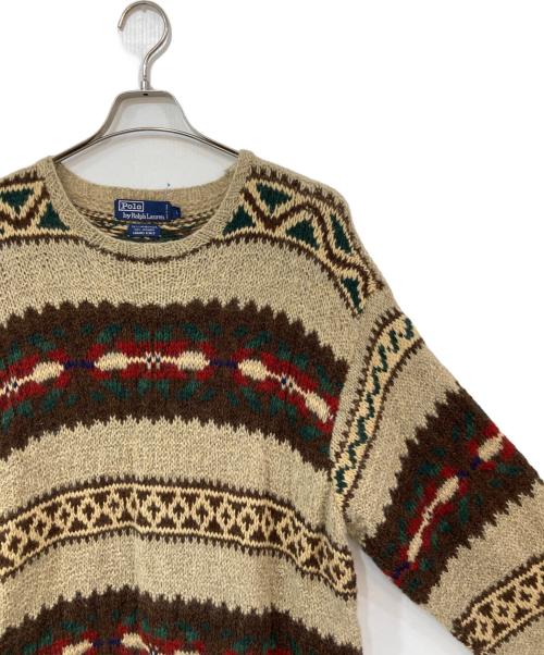 POLO RALPH LAUREN（ポロ・ラルフローレン）POLO RALPH LAUREN (ポロ・ラルフローレン) HAND KNIT ノルディック柄 モヘヤ混ニット ベージュ サイズ:Lの古着・服飾アイテム