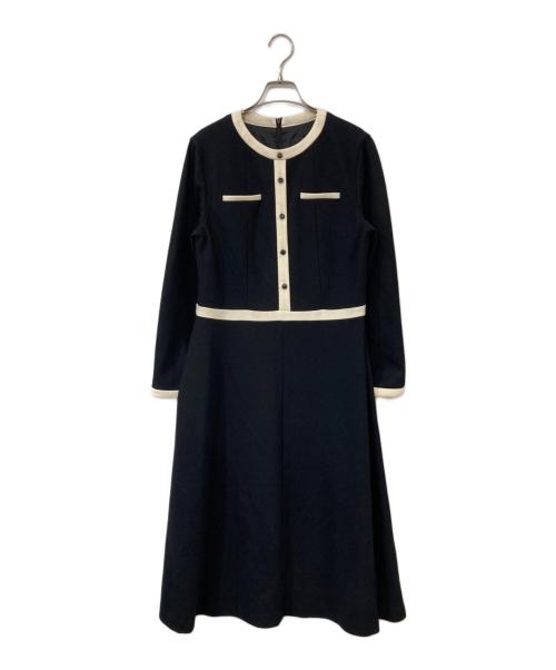 UNTITLED（アンタイトル）UNTITLED (アンタイトル) ウールジャージ 配色ワンピース ブラック サイズ:Lの古着・服飾アイテム