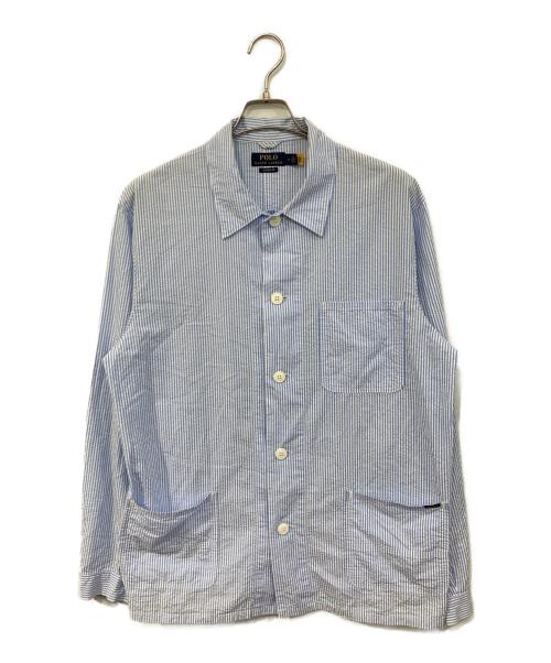 POLO RALPH LAUREN（ポロ・ラルフローレン）POLO RALPH LAUREN (ポロ・ラルフローレン) シアサッカーシャツジャケット ブルー×ホワイト サイズ:SIZE Mの古着・服飾アイテム