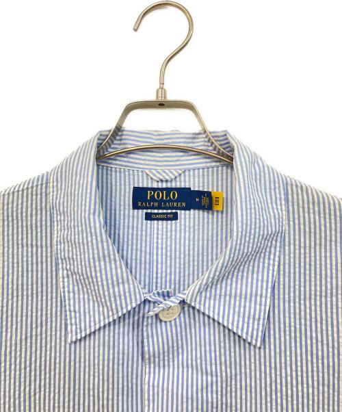 POLO RALPH LAUREN（ポロ・ラルフローレン）POLO RALPH LAUREN (ポロ・ラルフローレン) シアサッカーシャツジャケット ブルー×ホワイト サイズ:SIZE Mの古着・服飾アイテム