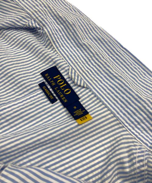 POLO RALPH LAUREN（ポロ・ラルフローレン）POLO RALPH LAUREN (ポロ・ラルフローレン) シアサッカーシャツジャケット ブルー×ホワイト サイズ:SIZE Mの古着・服飾アイテム