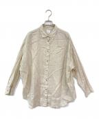 Spick and Spanスピックアンドスパン）の古着「80リネンカシュクールビッグシャツ」｜ホワイト