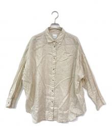 Spick and Span（スピック＆スパン）の古着「80リネンカシュクールビッグシャツ」｜ホワイト