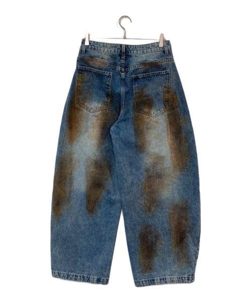 WOODEN DOLL（ウッデンドール）WOODEN DOLL (ウッデンドール) プリント デニム カーブパンツ インディゴ サイズ:SIZE Lの古着・服飾アイテム
