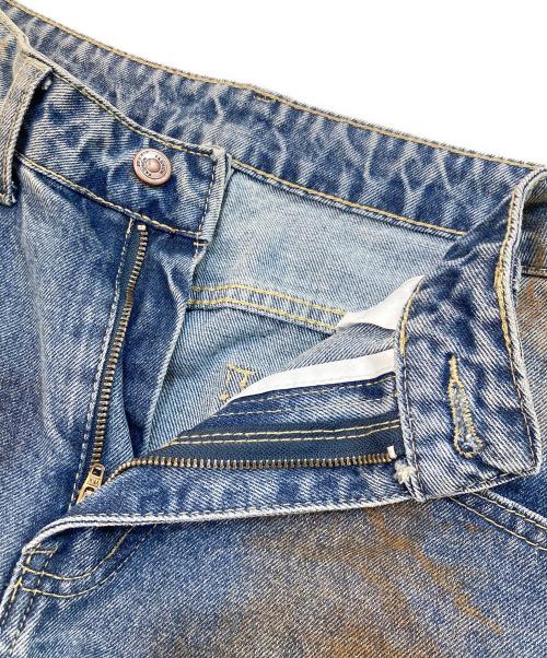 WOODEN DOLL（ウッデンドール）WOODEN DOLL (ウッデンドール) プリント デニム カーブパンツ インディゴ サイズ:SIZE Lの古着・服飾アイテム