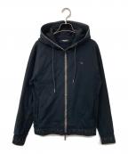 1PIU1UGUALE3 RELAXウノピゥウノウグァーレトレ リラックス）の古着「リブ刺繍ラインストーンジップフーディー」｜ブラック