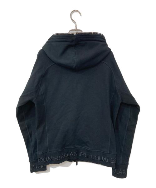 1PIU1UGUALE3 RELAX（ウノピゥウノウグァーレトレ リラックス）1PIU1UGUALE3 RELAX (ウノピゥウノウグァーレトレ リラックス) リブ刺繍ラインストーンジップフーディー ブラック サイズ:Sの古着・服飾アイテム