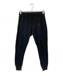 1PIU1UGUALE3 RELAX（ウノピゥウノウグァーレトレ リラックス）の古着「リブ刺繍ラインストーンパンツ」｜ブラック