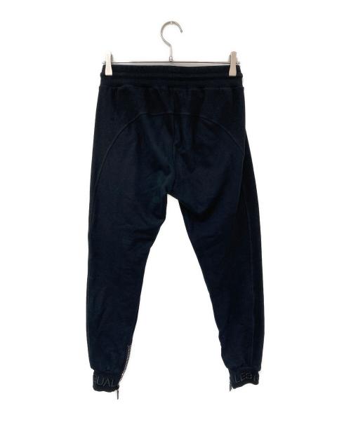 1PIU1UGUALE3 RELAX（ウノピゥウノウグァーレトレ リラックス）1piu1uguale3 relax (ウノピゥウノウグァーレトレ リラックス) リブ刺繍ラインストーンパンツ ブラック サイズ:Sの古着・服飾アイテム