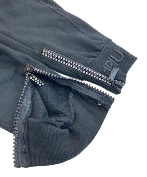 1PIU1UGUALE3 RELAX（ウノピゥウノウグァーレトレ リラックス）1piu1uguale3 relax (ウノピゥウノウグァーレトレ リラックス) リブ刺繍ラインストーンパンツ ブラック サイズ:Sの古着・服飾アイテム