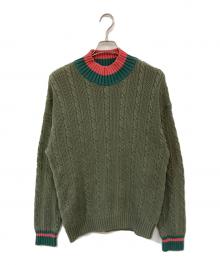 Eddie Bauer（エディーバウアー）の古着「モックネックケーブルニット」｜カーキ