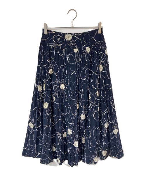 INGEBORG（インゲボルグ）INGEBORG (インゲボルグ) 花柄スカート ネイビー サイズ:3(9号)の古着・服飾アイテム
