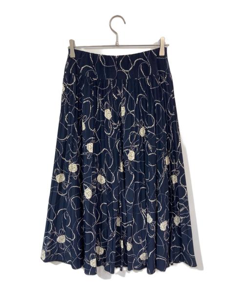 INGEBORG（インゲボルグ）INGEBORG (インゲボルグ) 花柄スカート ネイビー サイズ:3(9号)の古着・服飾アイテム