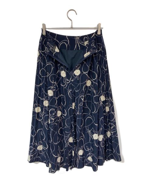INGEBORG（インゲボルグ）INGEBORG (インゲボルグ) 花柄スカート ネイビー サイズ:3(9号)の古着・服飾アイテム