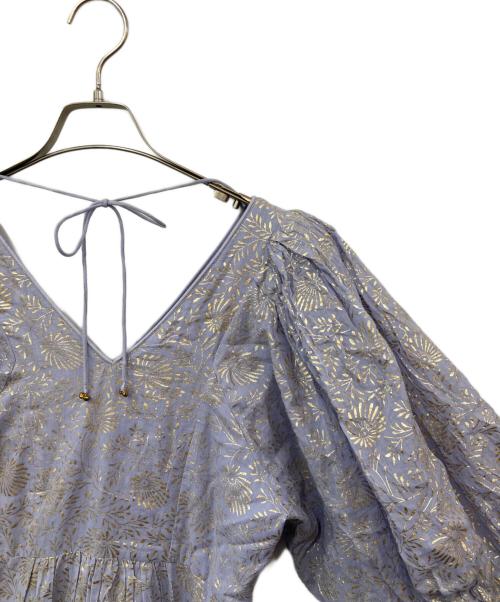 ne quittez pas（ヌキテパ）ne quittez pas (ヌキテパ) Cotton Voile Foil Flower Print Volume Sleeve Dress/コットンボイルフォイルフラワープリントボリュームスリーブドレス ラベンダー サイズ:不明の古着・服飾アイテム