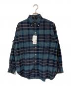 BEAMSビームス）の古着「B.D. Classic-fit Indian flannel Plaid Over Dye/B.D.クラシックフィットインディアンフランネルプレイドオーバーダイ」｜グリーン×ネイビー