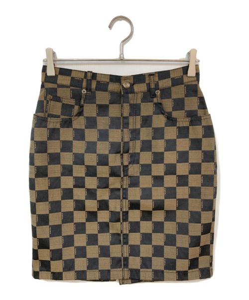 FENDI（フェンディ）FENDI (フェンディ) ブロックチェックスカート ブラウン×ブラック サイズ:44の古着・服飾アイテム