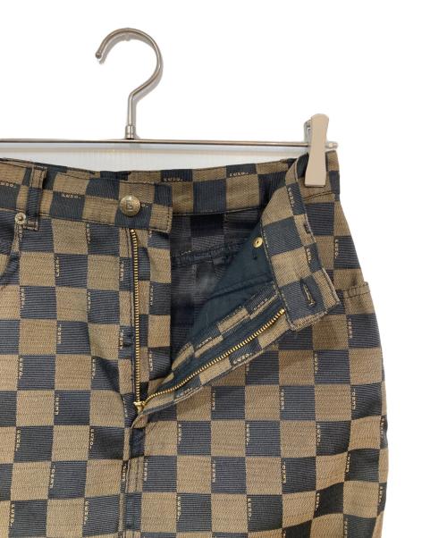 FENDI（フェンディ）FENDI (フェンディ) ブロックチェックスカート ブラウン×ブラック サイズ:44の古着・服飾アイテム