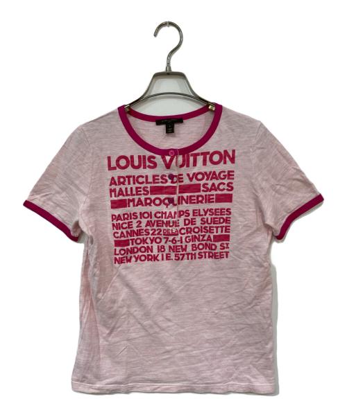 LOUIS VUITTON（ルイ ヴィトン）LOUIS VUITTON (ルイ ヴィトン) ロゴヘンリーネックTシャツ ピンク サイズ:Lの古着・服飾アイテム