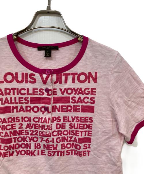 LOUIS VUITTON（ルイ ヴィトン）LOUIS VUITTON (ルイ ヴィトン) ロゴヘンリーネックTシャツ ピンク サイズ:Lの古着・服飾アイテム