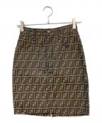 FENDIフェンディ）の古着「ズッカ柄スカート」｜ブラウン