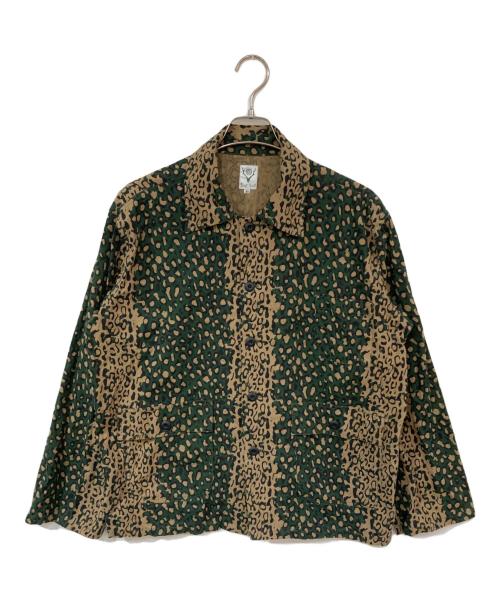 South2 West8（サウスツー ウエストエイト）south2 west8 (サウスツー ウエストエイト) 総柄シャツ グリーン×ベージュ サイズ:XSの古着・服飾アイテム