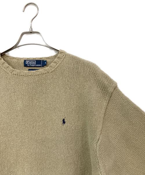 POLO RALPH LAUREN（ポロ・ラルフローレン）POLO RALPH LAUREN (ポロ・ラルフローレン) クルーネックニット ベージュ サイズ:SIZE Mの古着・服飾アイテム