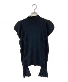 HER LIP TO（ハーリップトゥ）の古着「Volume Sleeve Rib Knit Top/ボリュームスリーブリブニットトップ」｜ブラック