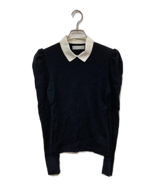 CELFORD（セルフォード）CELFORD (セルフォード) シルク混衿付きニットプルオーバー ブラック サイズ:SIZE 36の古着・服飾アイテム