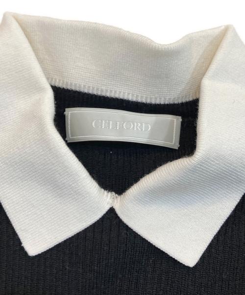 CELFORD（セルフォード）CELFORD (セルフォード) シルク混衿付きニットプルオーバー ブラック サイズ:SIZE 36の古着・服飾アイテム