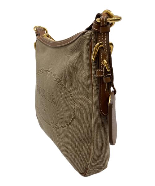 PRADA（プラダ）PRADA (プラダ) ロゴジャガードショルダーバッグ ベージュの古着・服飾アイテム