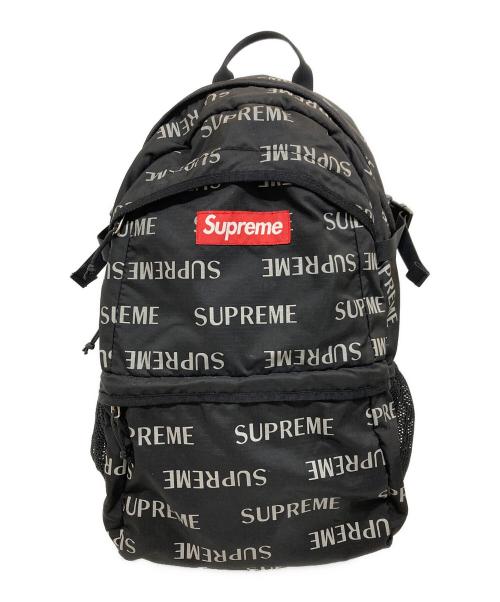 SUPREME（シュプリーム）SUPREME (シュプリーム) ロゴプリント バックパック ブラックの古着・服飾アイテム
