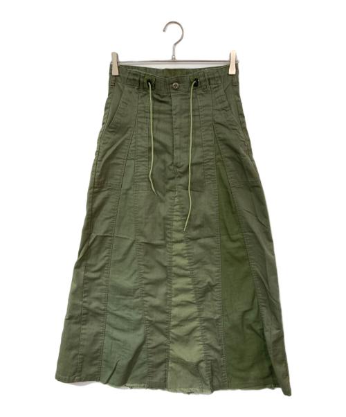 Rebuild by Needles（リビルドバイニードルス）Rebuild by Needles (リビルドバイニードルス) ミリタリー再構築ロングスカート グリーン サイズ:SIZE 2の古着・服飾アイテム