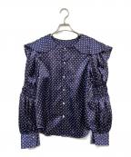 RHODOLIRIONロドリリオン）の古着「ドットボウタイブラウス」｜ネイビー